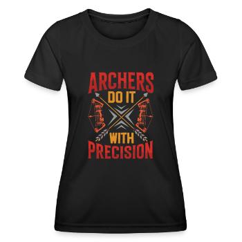 Bogenschütze Mit Präzision Archers With Precision - Frauen Funktions-T-Shirt - Schwarz - Vorne - AI Model Female 172 light (172cm)