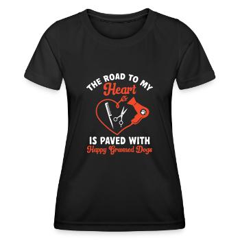 Salon de coiffure pour chiens - T-shirt sport Femme - noir - Devant - AI Model Female 172 light (172cm)