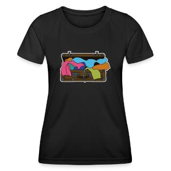Valise Voyage Vacances Bagages - T-shirt sport Femme - noir - Devant - AI Model Female 172 light (172cm)