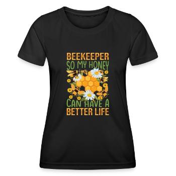 Juste du miel dans mon - Amoureux des abeilles - T-shirt sport Femme - noir - Devant - AI Model Female 172 light (172cm)