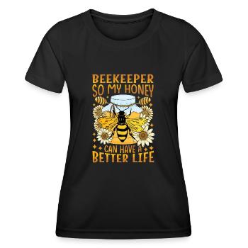 Juste du miel dans mon - Amoureux des abeilles - T-shirt sport Femme - noir - Devant - AI Model Female 172 light (172cm)