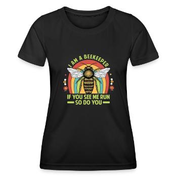 Lustiger Imker Spruch - Bienen Schwarm - Frauen Funktions-T-Shirt - Schwarz - Vorne - AI Model Female 172 light (172cm)