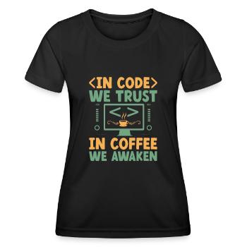 Kaffee-Codierung Programmierer Programmierer Entwickler Nerd Coff - Frauen Funktions-T-Shirt - Schwarz - Vorne - AI Model Female 172 light (172cm)