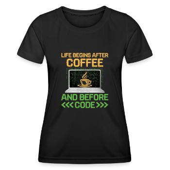 Café Codage Programmeur Codeur Développeur Nerd Coff - T-shirt sport Femme - noir - Devant - AI Model Female 172 light (172cm)