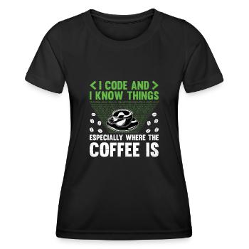 Kaffee-Codierung Programmierer Programmierer Entwickler Nerd Coff - Frauen Funktions-T-Shirt - Schwarz - Vorne - AI Model Female 172 light (172cm)