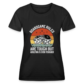 Board Game Rules - But Adulting Is Tougher - Women's Functional T-Shirt - black - Front - AI Model Female 172 light (172cm)
