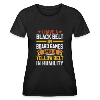 Board Game Saying - Shy, Introvert - Women's Functional T-Shirt - black - Front - AI Model Female 172 light (172cm)