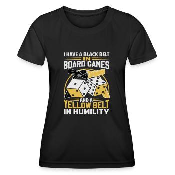 Board Game Saying - Shy, Introvert - Women's Functional T-Shirt - black - Front - AI Model Female 172 light (172cm)