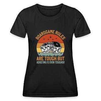 Board Game Rules - But Adulting Is Tougher - Women's Functional T-Shirt - black - Front - AI Model Female 172 light (172cm)