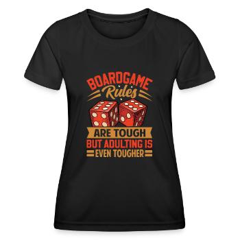 Board Game Rules - But Adulting Is Tougher - Women's Functional T-Shirt - black - Front - AI Model Female 172 light (172cm)