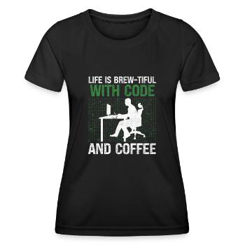 Coffee Coding Programmer Coder Developer Nerd Coff - Women's Functional T-Shirt - black - Front - AI Model Female 172 light (172cm)