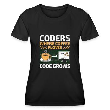 Coffee Coding Programmer Coder Developer Nerd Coff - Women's Functional T-Shirt - black - Front - AI Model Female 172 light (172cm)
