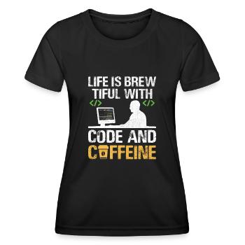 Café Codage Programmeur Codeur Développeur Nerd Coff - T-shirt sport Femme - noir - Devant - AI Model Female 172 light (172cm)