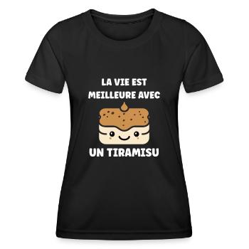 Humour tiramisu - T-shirt sport Femme - noir - Devant - AI Model Female 172 light (172cm)