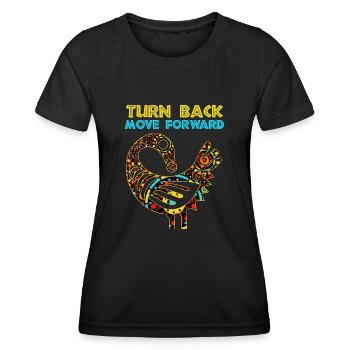 Sankofa Symbol Adinkra Ghana Schwarz - Frauen Funktions-T-Shirt - Schwarz - Vorne - AI Model Female 172 light (172cm)