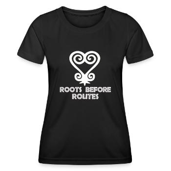 Sankofa Symbol Adinkra Ghana Schwarz - Frauen Funktions-T-Shirt - Schwarz - Vorne - AI Model Female 172 light (172cm)