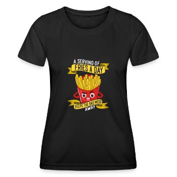 Daily Dose of Fries: Happiness Guaranteed - Frauen Funktions-T-Shirt - Schwarz - Vorne - AI Model Female 172 light (172cm)