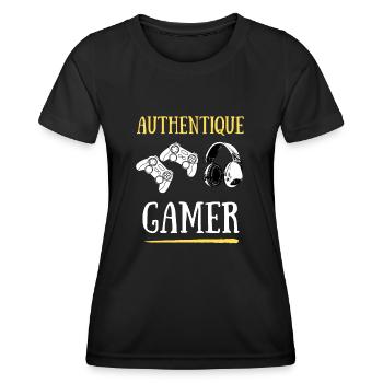 Authentique Gamer - T-shirt sport Femme - noir - Devant - AI Model Female 172 light (172cm)
