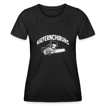 Holzfäller T | Lustiges Kettensägen Motiv | - Frauen Funktions-T-Shirt - Schwarz - Vorne - AI Model Female 172 light (172cm)