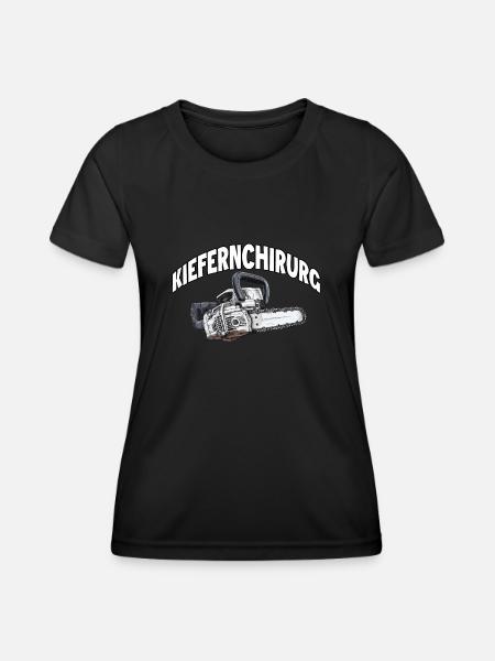 Holzfäller T | Lustiges Kettensägen Motiv | - Frauen Funktions-T-Shirt - Schwarz