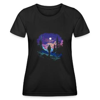 Wander T für Trekking Fans und Hiking Liebhaber - Frauen Funktions-T-Shirt - Schwarz - Vorne - AI Model Female 172 light (172cm)