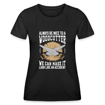 Soyez gentil avec un bûcheron - dicton de bûcheron - T-shirt sport Femme - noir - Devant - AI Model Female 172 light (172cm)