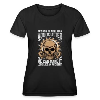 Soyez gentil avec un bûcheron - dicton de bûcheron - T-shirt sport Femme - noir - Devant - AI Model Female 172 light (172cm)