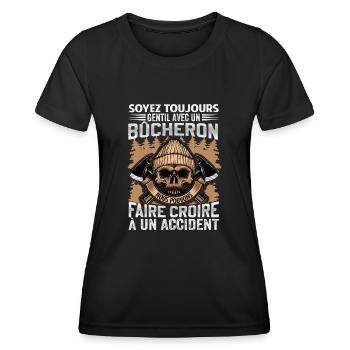 Soyez gentil avec un bûcheron - dicton de bûcheron - T-shirt sport Femme - noir - Devant - AI Model Female 172 light (172cm)