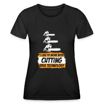 Tronçonneuse Tronçonneuse Tronçonneuse Bûcheron - T-shirt sport Femme - noir - Devant - AI Model Female 172 light (172cm)