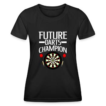 Fléchettes Blague Joueur de fléchettes Jeu de fléchettes - T-shirt sport Femme - noir - Devant - AI Model Female 172 light (172cm)