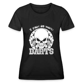 Fléchettes Jeu de fléchettes drôle Joueur de fléchettes - T-shirt sport Femme - noir - Devant - AI Model Female 172 light (172cm)