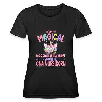 Cna Nursicorn comme un cadeau d’allaitement normal - T-shirt sport Femme - noir - Devant - AI Model Female 172 light (172cm)