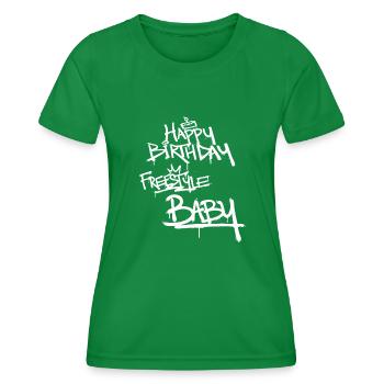 Joyeux anniversaire Freestyle Baby Graffiti police - T-shirt sport Femme - vert - Devant - AI Model Female 172 dark (172cm)