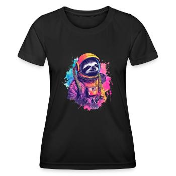 Astronaute paresseux - Un voyage dans l’espace - T-shirt sport Femme - noir - Devant - AI Model Female 172 light (172cm)