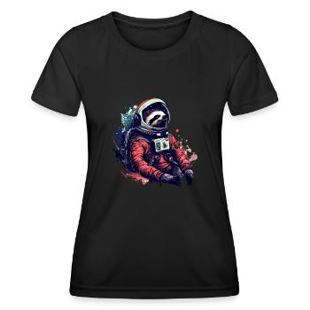 Astronaute paresseux - Un voyage dans l’espace - T-shirt sport Femme - noir - Devant - AI Model Female 172 light (172cm)