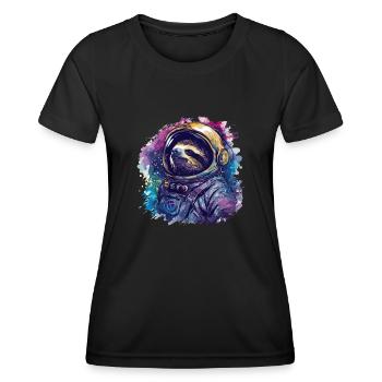 Astronaute paresseux - Un voyage dans l’espace - T-shirt sport Femme - noir - Devant - AI Model Female 172 light (172cm)