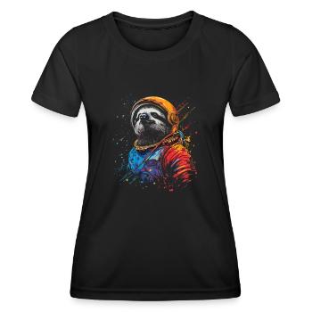 Astronaute paresseux - Un voyage dans l’espace - T-shirt sport Femme - noir - Devant - AI Model Female 172 light (172cm)