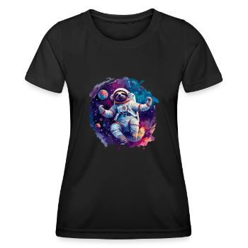 Astronaute paresseux - Un voyage dans l’espace - T-shirt sport Femme - noir - Devant - AI Model Female 172 light (172cm)
