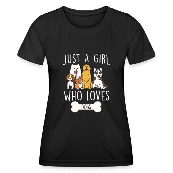 Nur ein Mädchen, das Dogs Funny Puppy liebt - Frauen Funktions-T-Shirt - Schwarz - Vorne - AI Model Female 172 light (172cm)