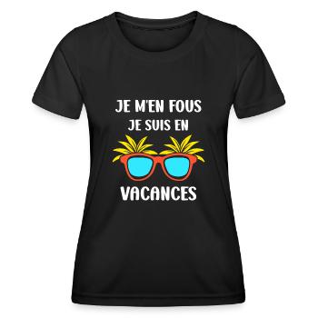je suis en vacances - T-shirt sport Femme - noir - Devant - AI Model Female 172 light (172cm)