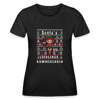 Noël moche COMMISSAIRE PRÉFÉRÉ DU PÈRE NOËL - T-shirt sport Femme - noir - Devant - AI Model Female 172 light (172cm)