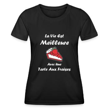 Tarte aux fraises - T-shirt sport Femme - noir - Devant - AI Model Female 172 light (172cm)