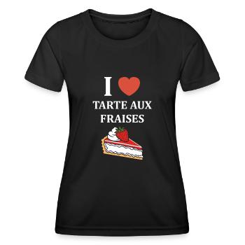 Tarte aux fraises - T-shirt sport Femme - noir - Devant - AI Model Female 172 light (172cm)