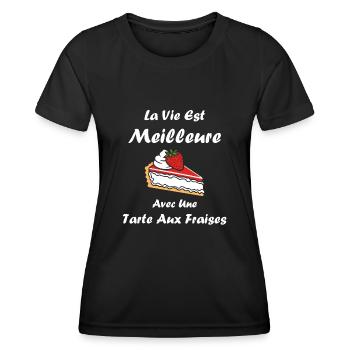 Tarte aux fraises - T-shirt sport Femme - noir - Devant - AI Model Female 172 light (172cm)
