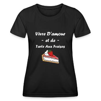 Tarte aux fraises - T-shirt sport Femme - noir - Devant - AI Model Female 172 light (172cm)