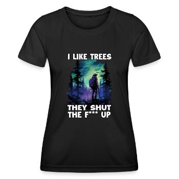 Amoureux de la forêt et fans de trekking T pour - T-shirt sport Femme - noir - Devant - AI Model Female 172 light (172cm)