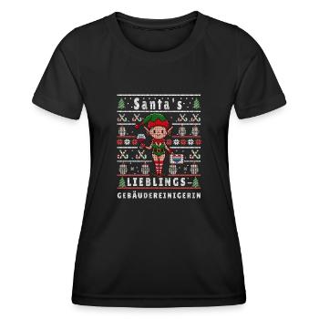 Ugly Christmas SANTA’S DARLING Nettoyant de bâtiment - T-shirt sport Femme - noir - Devant - AI Model Female 172 light (172cm)