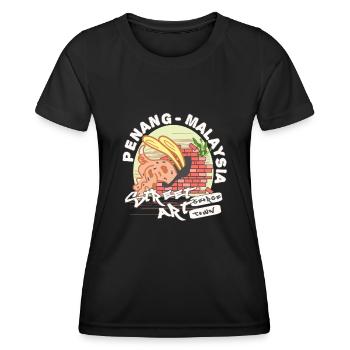 Penang Street Art - Frauen Funktions-T-Shirt - Schwarz - Vorne - AI Model Female 172 light (172cm)