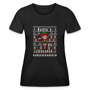 Ugly Christmas SANTA'S FAVORITE COURIER DRIVER - Women's Functional T-Shirt - black - Front - AI Model Female 172 light (172cm)
