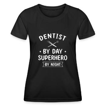Dentiste Le jour Super-héros La nuit Dentisterie dentaire - T-shirt sport Femme - noir - Devant - AI Model Female 172 light (172cm)
